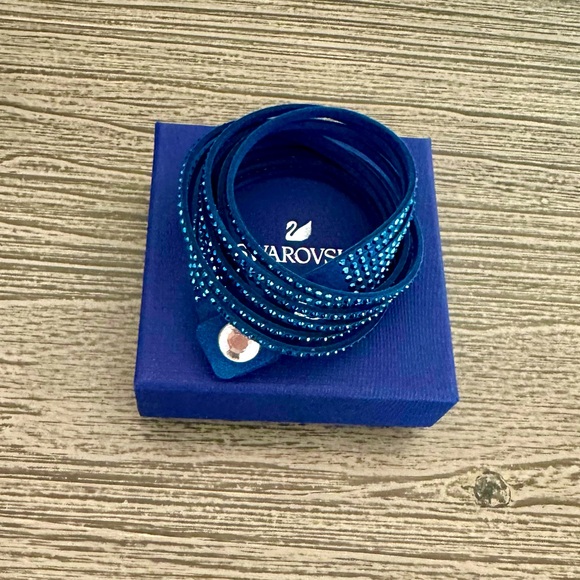 Swarovski Jewelry - Swarovski Multi-Strand Double Wrap Bracelet with Dark Blue Stones.